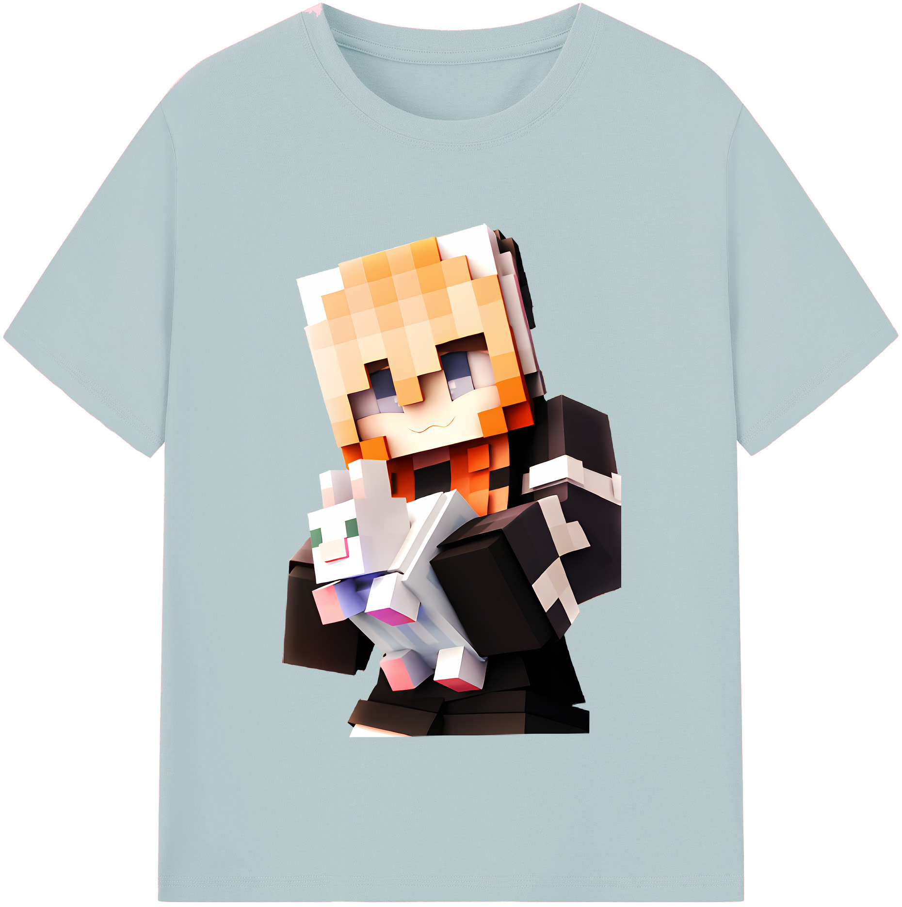 （画像用） マインクラフト ブロックの世界 Minecraft MC Block world 綿100％半袖Tシャツ（フロントプリント）
